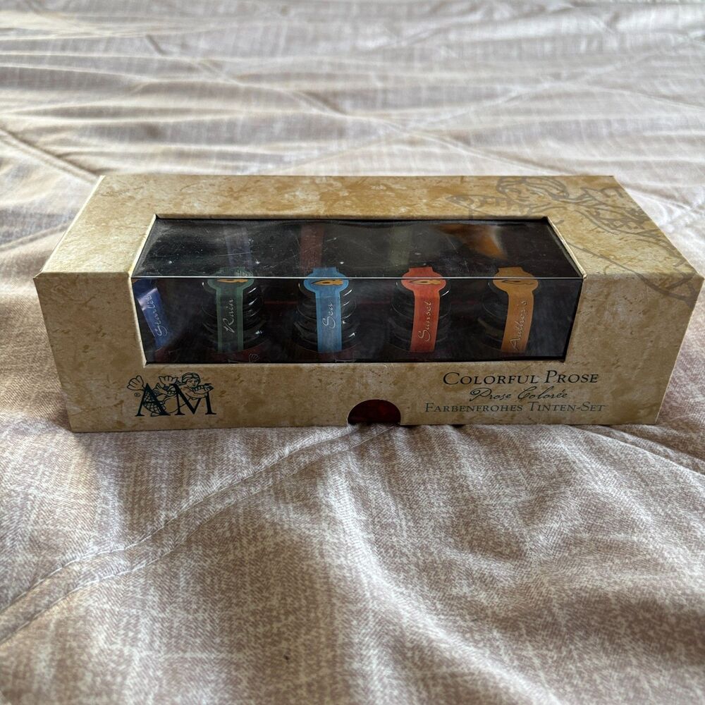 NIB Dallaiti Italian "Colorful Prose" 5-Bottle Calligraphy Ink Set Gift Box